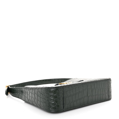 Saint Laurent Calfskin Crocodile Embossed LE 5 A 7 Hobo New Vert Fonce 4 of 9