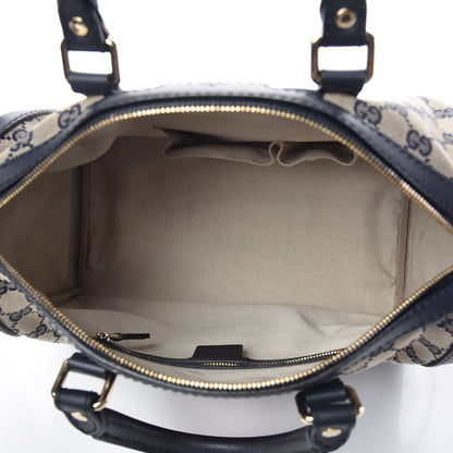 Gucci Monogram Selleria Calfskin Vintage Web Medium Boston Beige Blue 6 of 14