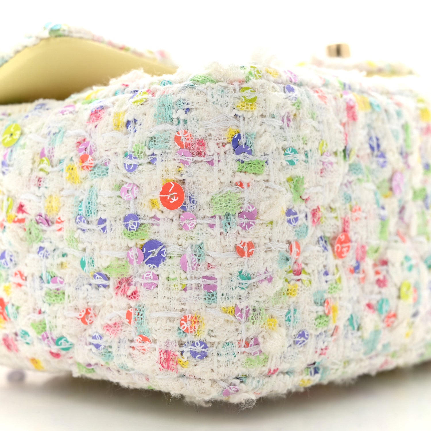 Chanel Tweed Quilted Mini Rectangular Flap Ecru Green Purple Red Yellow 9 of 13