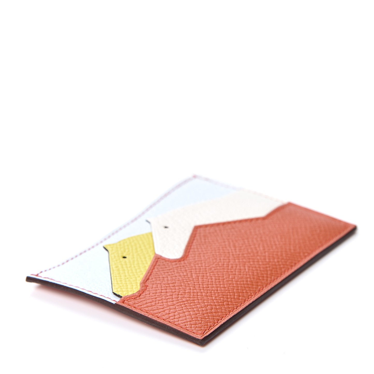 Epsom Chevre Mysore Les Petits Chevaux Card Holder Terre Battue Lime Bleu Brume Nata
