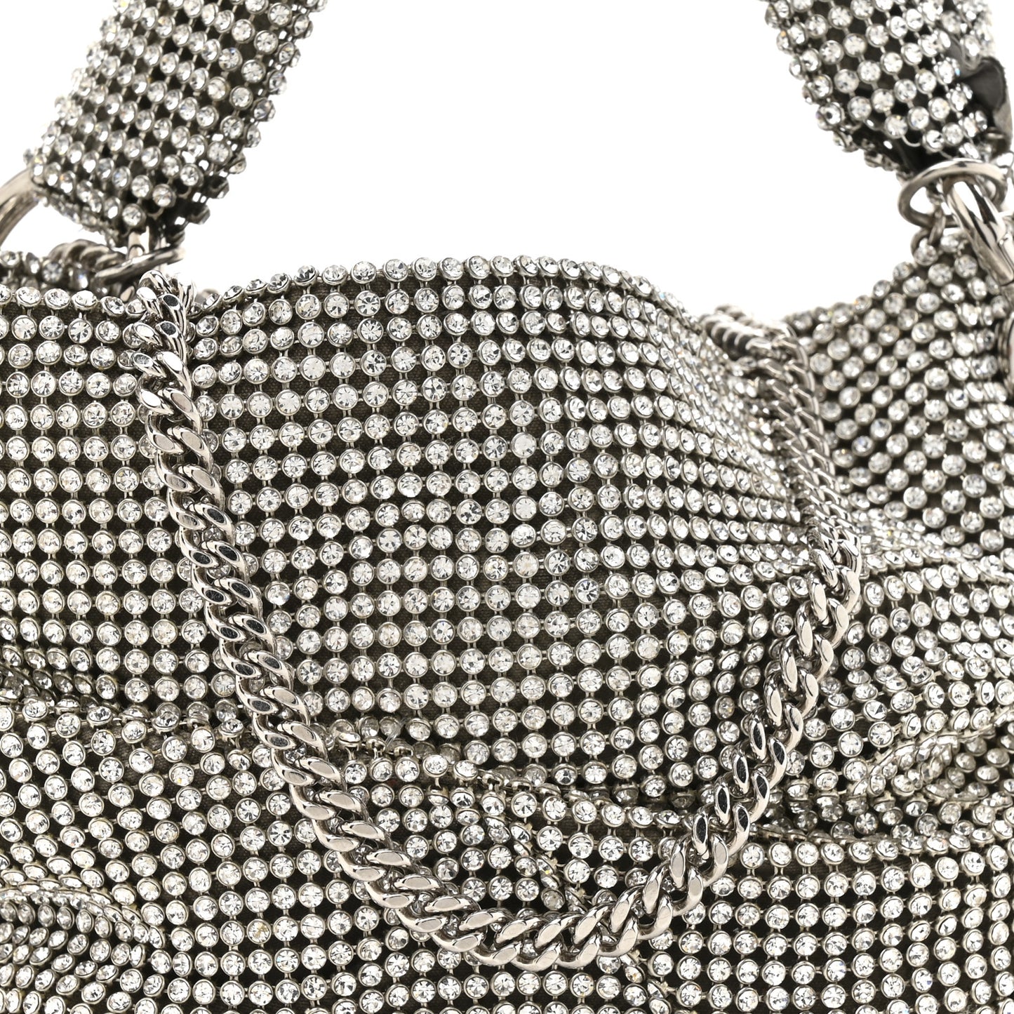 Satin Crystal Embellished Bonny Shoulder Bag Silver
