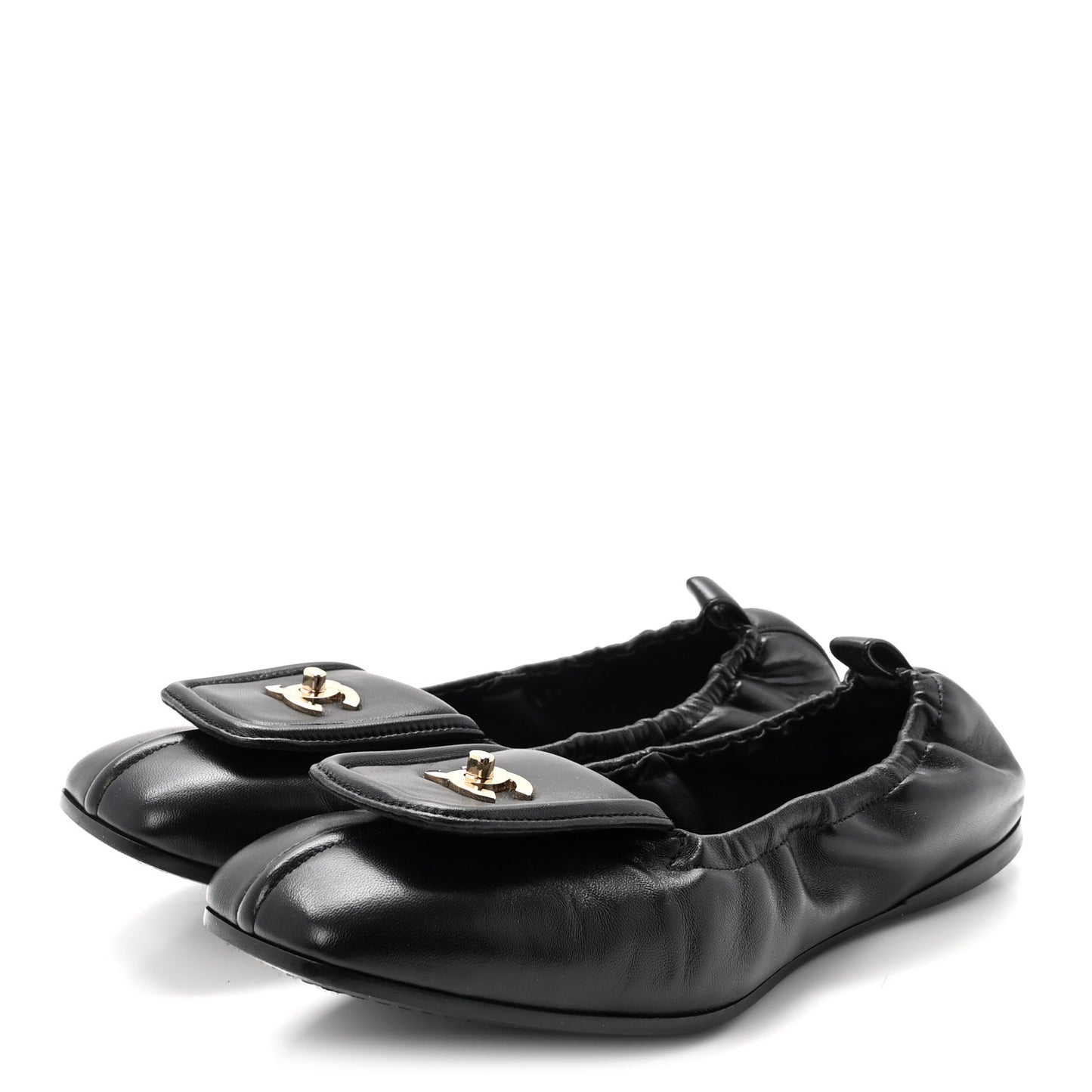 Lambskin CC Turnlock Ballerina Flats 37 Black