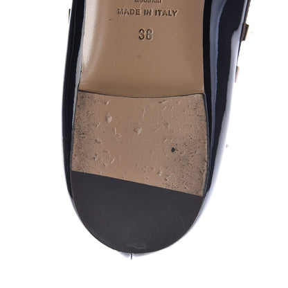 Valentino Garavani Patent Nappa Rockstud Cage Ballerina Flats 38 Black Poudre 12 of 13