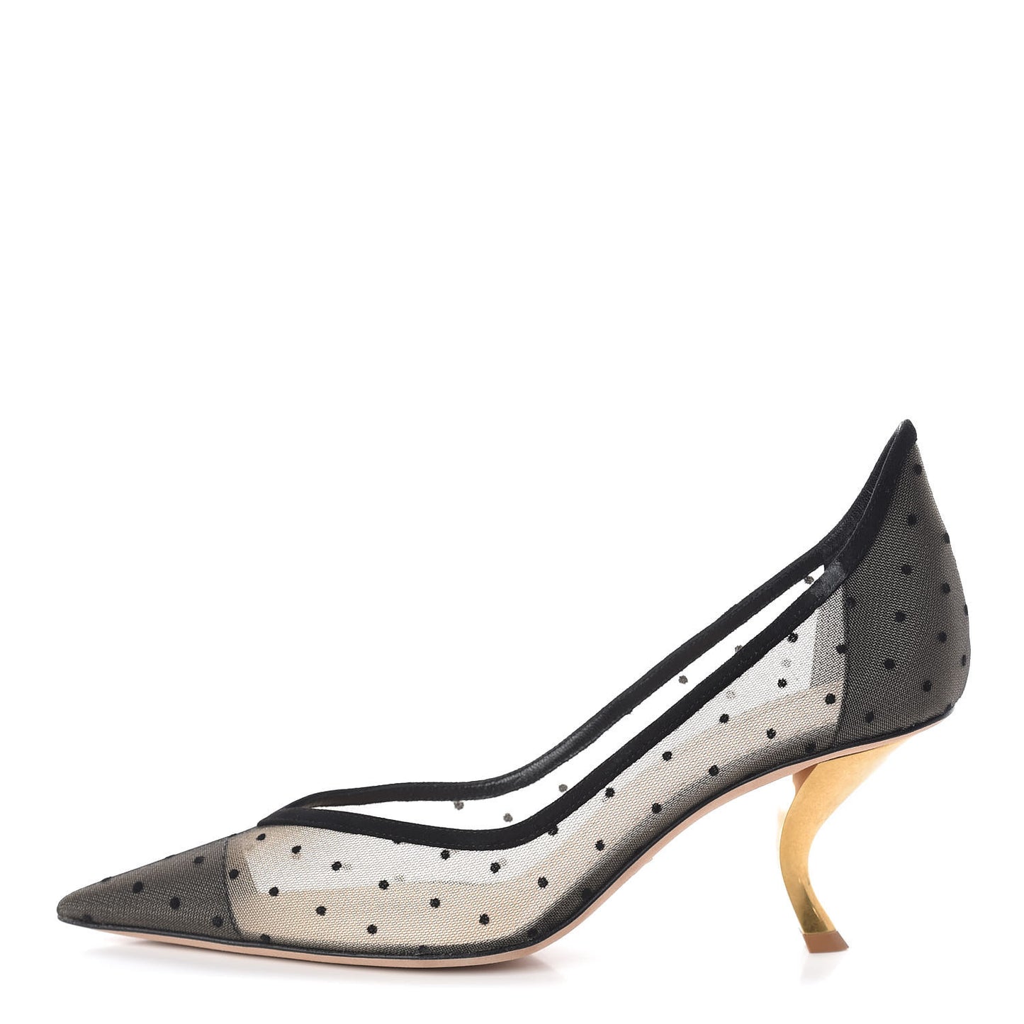Suede Mesh Plumetis D-Sculpture Pumps 41 Black