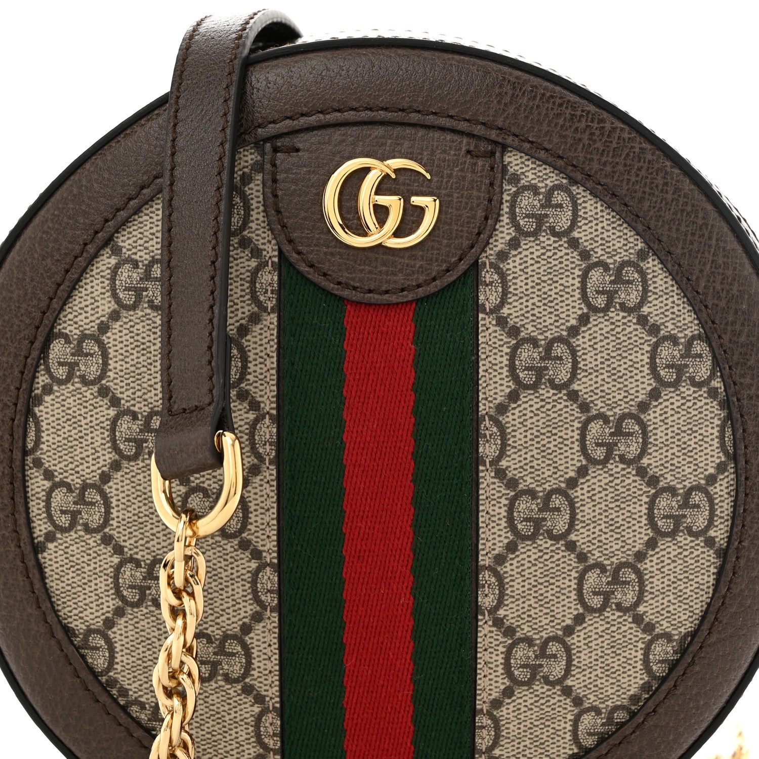 Gucci GG Supreme Monogram Web Mini Ophidia Round Shoulder Bag Brown 8 of 11
