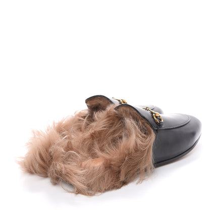 Gucci Calfskin Fur Womens Princetown Slippers 38.5 Black 4 of 8