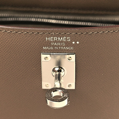 Hermes Madame Calfskin Shiny Niloticus Crocodile Kelly Sellier Touch 25 Etoupe Gris Tourterelle 5 of 9