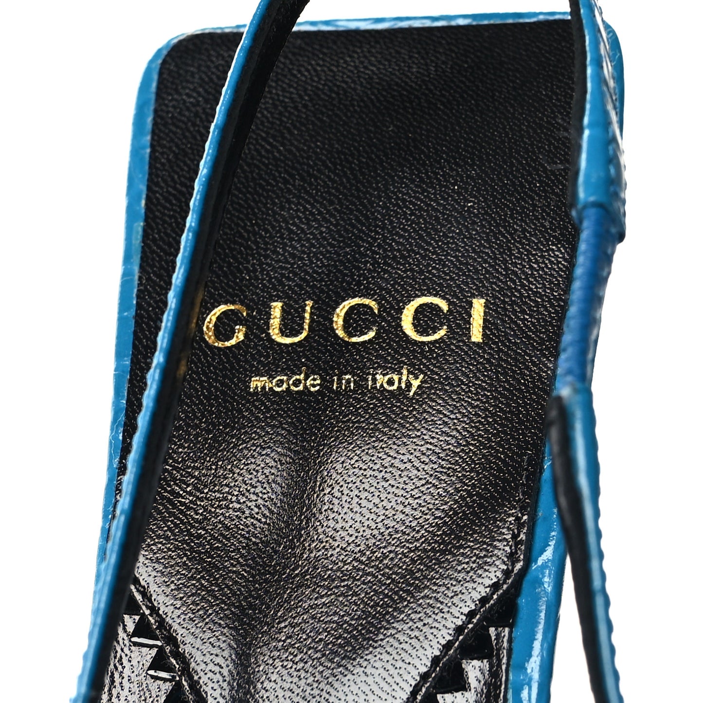Calfskin Crocodile Print Square Slingback Pumps 38.5 Bright Sapphire