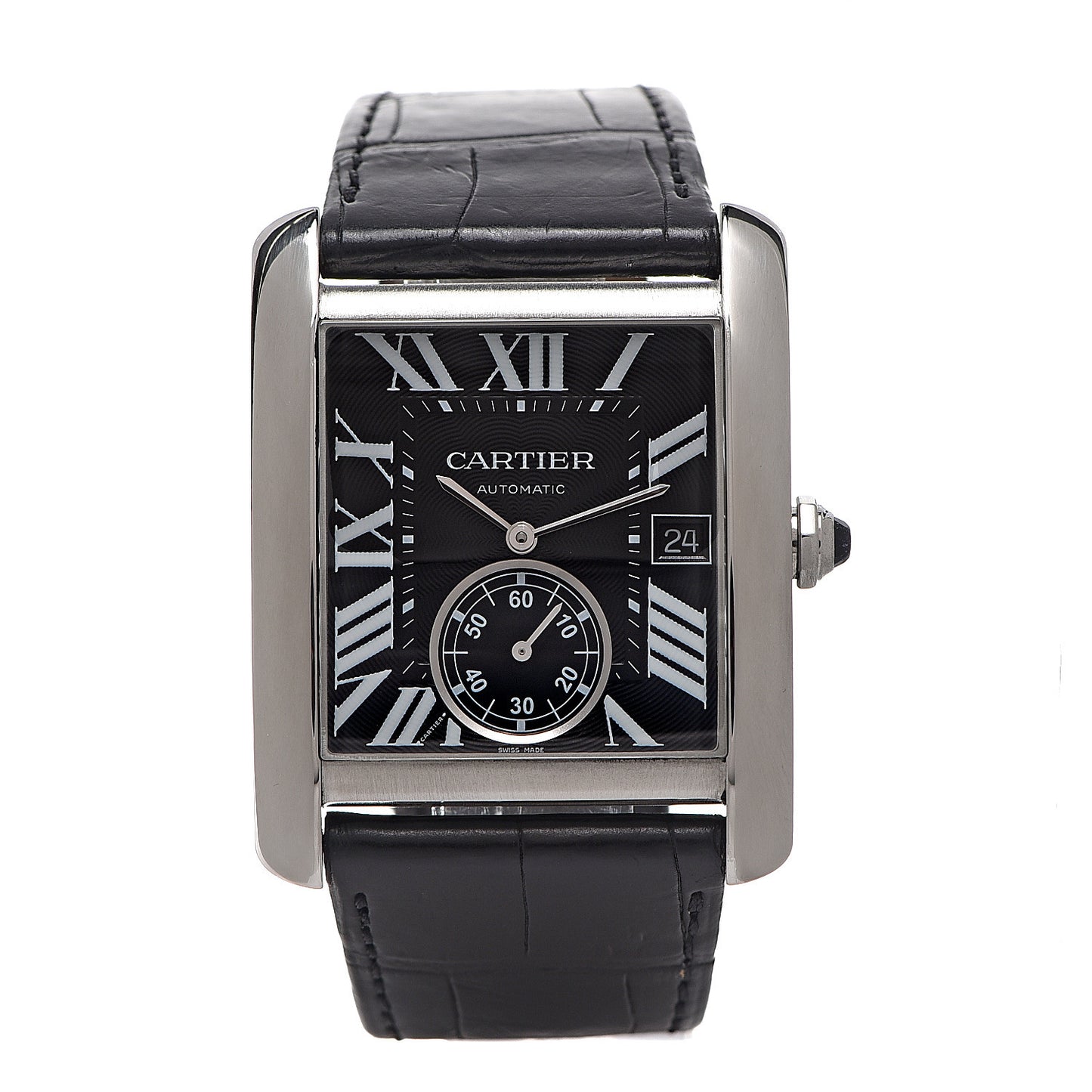 Stainless Steel Alligator 34mm Tank MC Automatic Watch Black