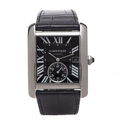 Cartier Stainless Steel Alligator 34mm Tank MC Automatic Watch Black 1 of 7