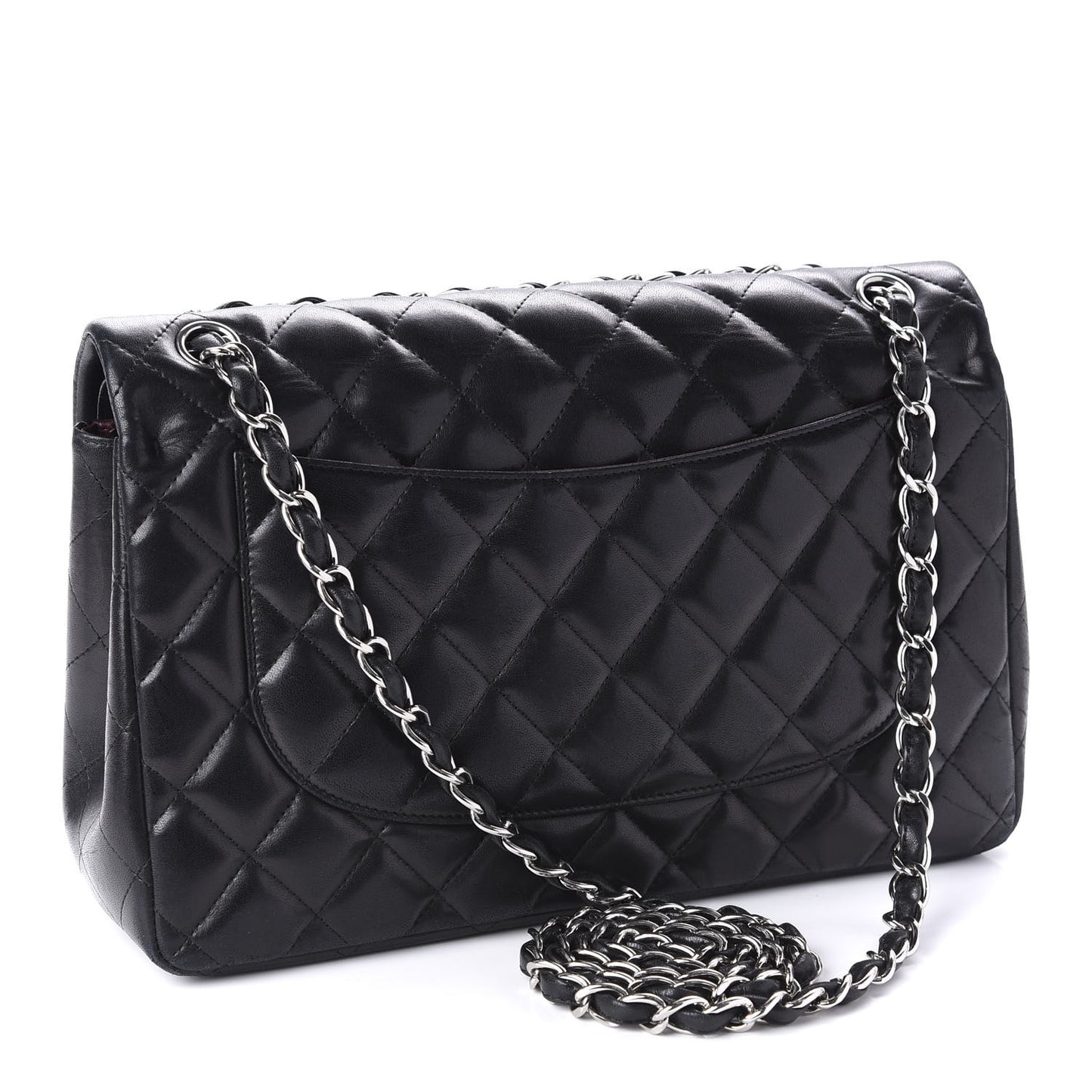 Lambskin Quilted Jumbo Double Flap Black