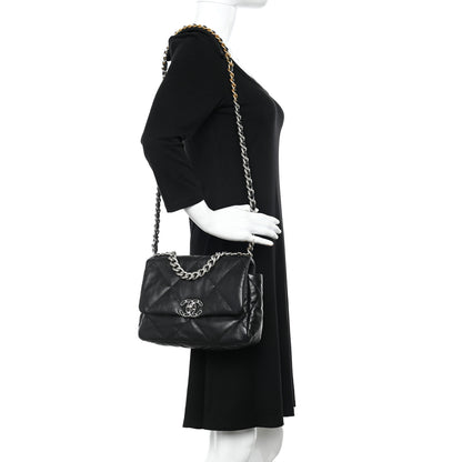 Chanel Shiny Goatskin Quilted Medium Chanel 19 Flap Black 2 of 12
