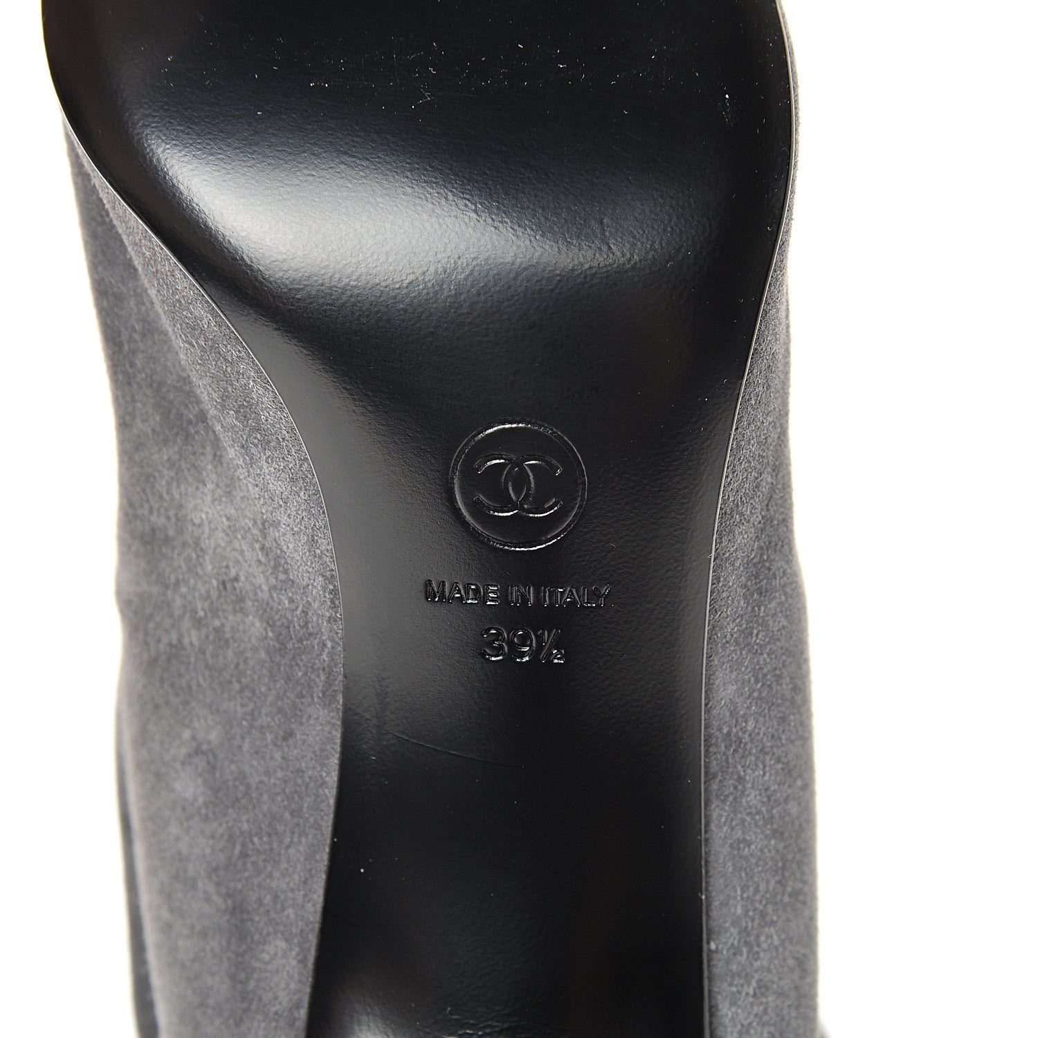 Chanel Suede Calfskin Satin Gabrielle Cap Toe Short Boots 39.5 Grey Black 6 of 10