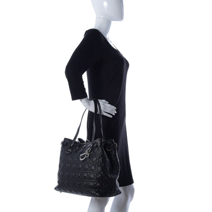 Christian Dior Coated Canvas Cannage Medium Panarea Tote Black 2 of 9