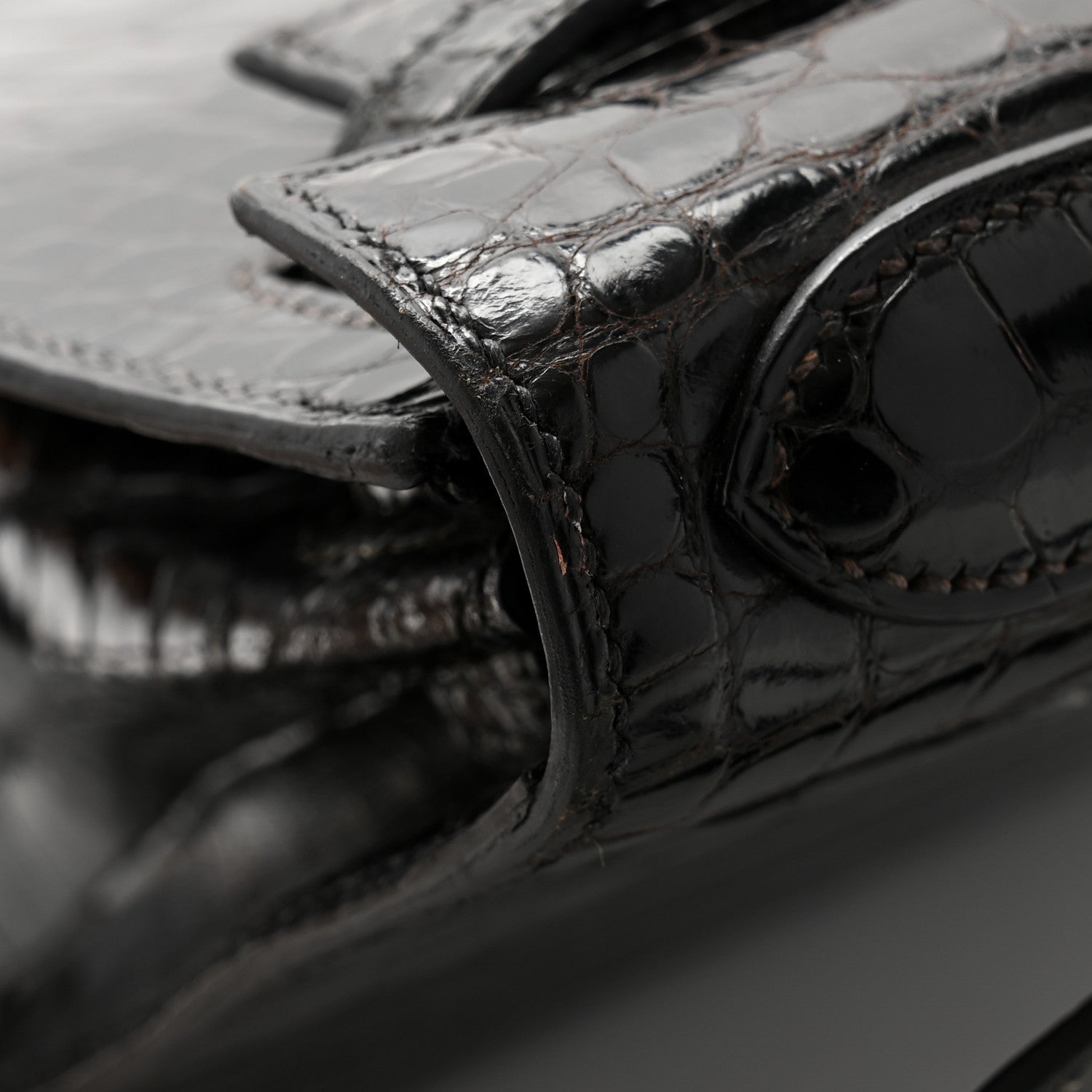 Hermes Shiny Alligator Kelly Sellier 28 Black 13 of 13