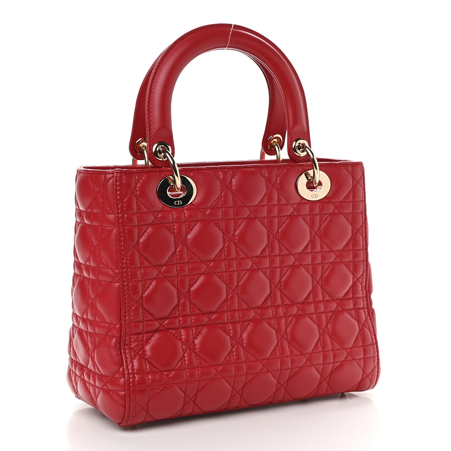 Christian Dior Lambskin Cannage Medium Lady Dior Red 3 of 9