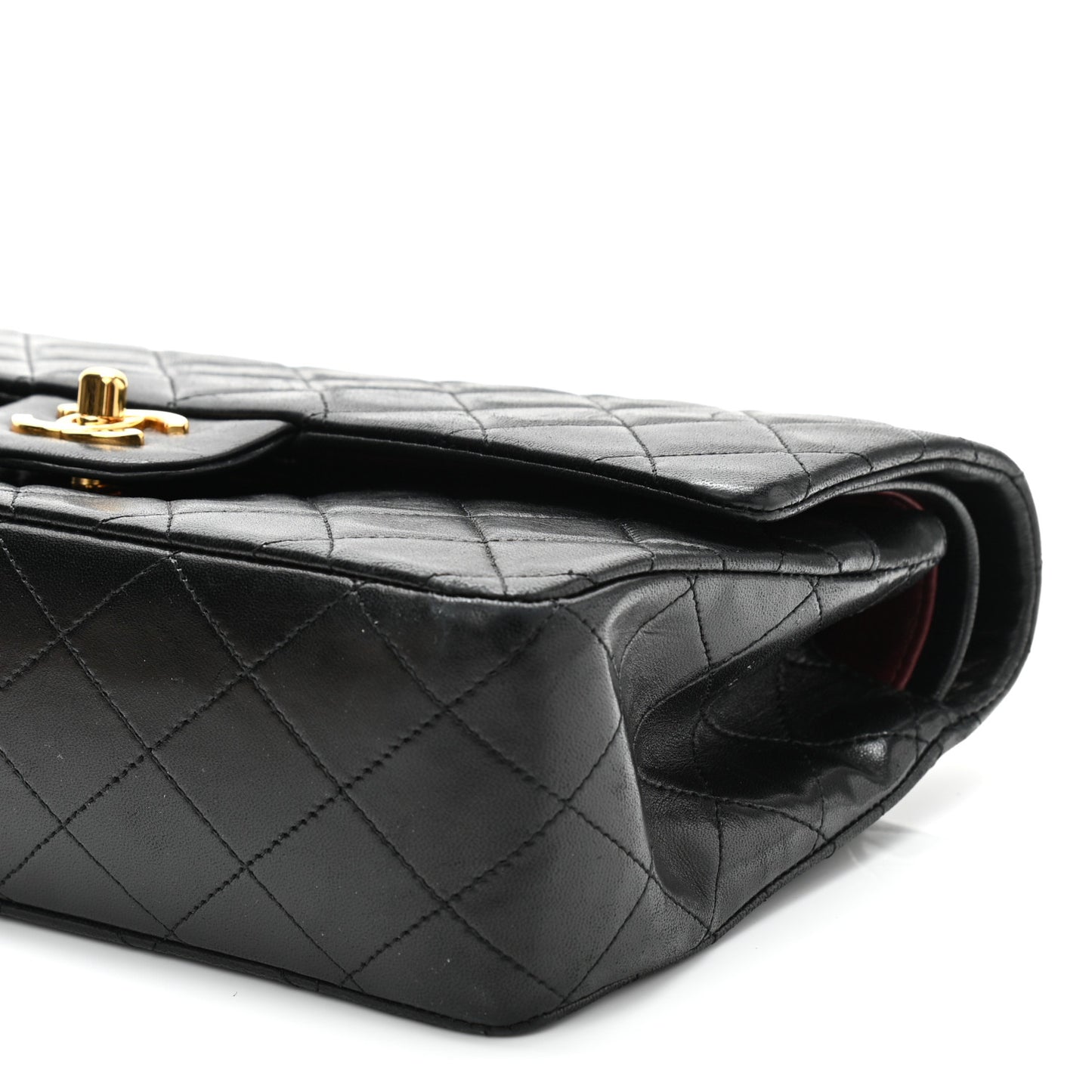 Lambskin Quilted Medium Double Flap Black