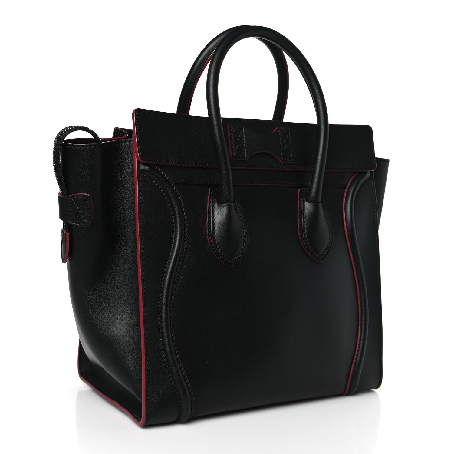 Celine Smooth Calfskin Mini Luggage Black Pink Trim 3 of 8