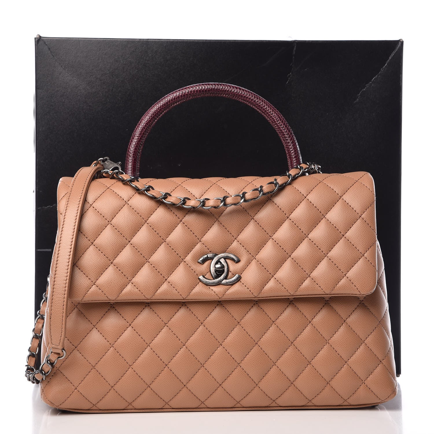Chanel Caviar Lizard Quilted Large Coco Handle Flap Beige 9 of 9