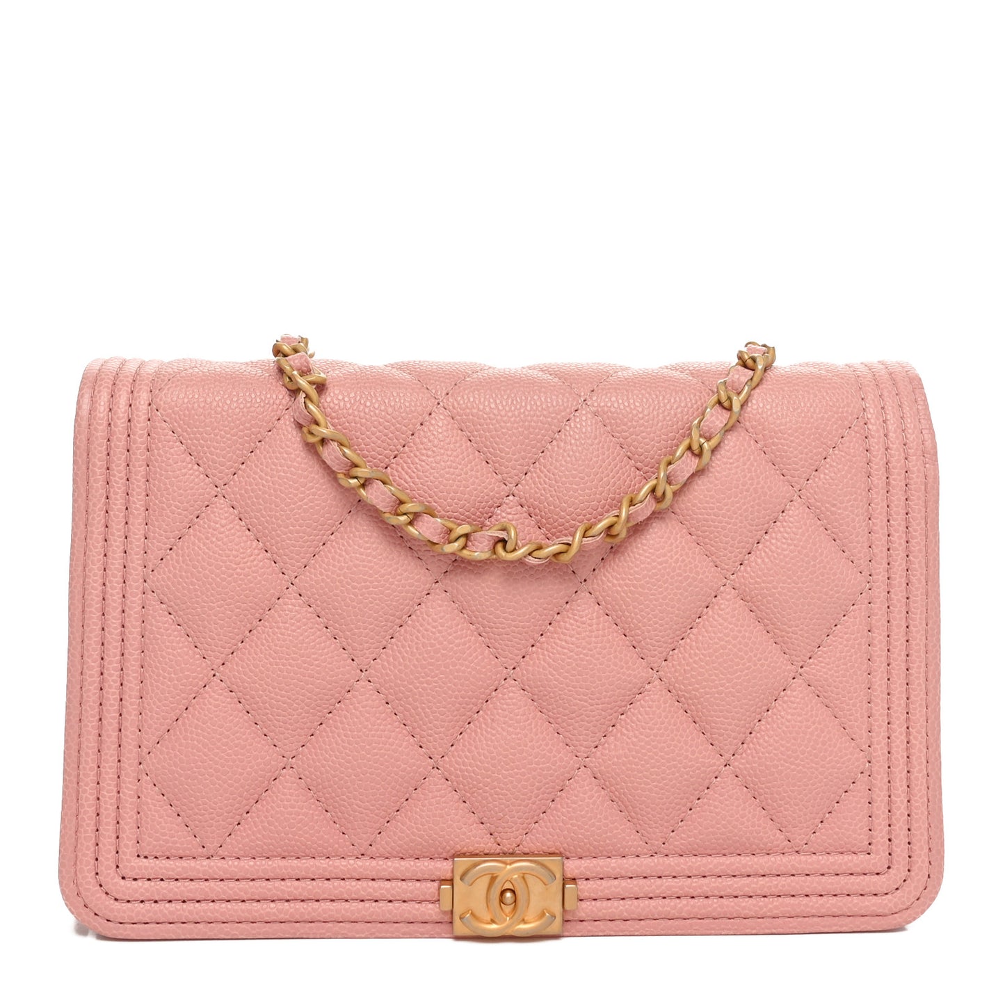 Caviar Quilted Boy Wallet On Chain WOC Pink