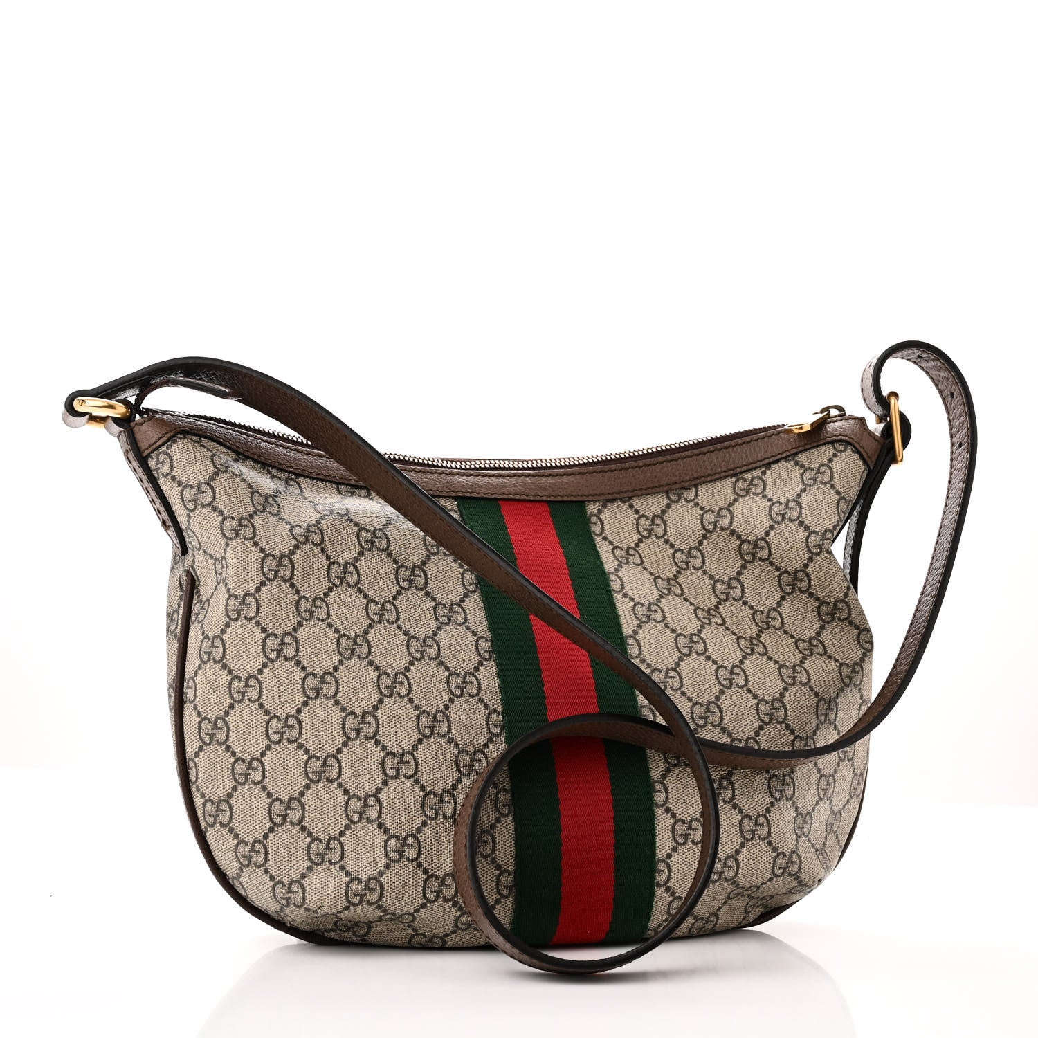 Gucci GG Supreme Monogram Web Small Ophidia Half Moon Hobo Brown 3 of 9