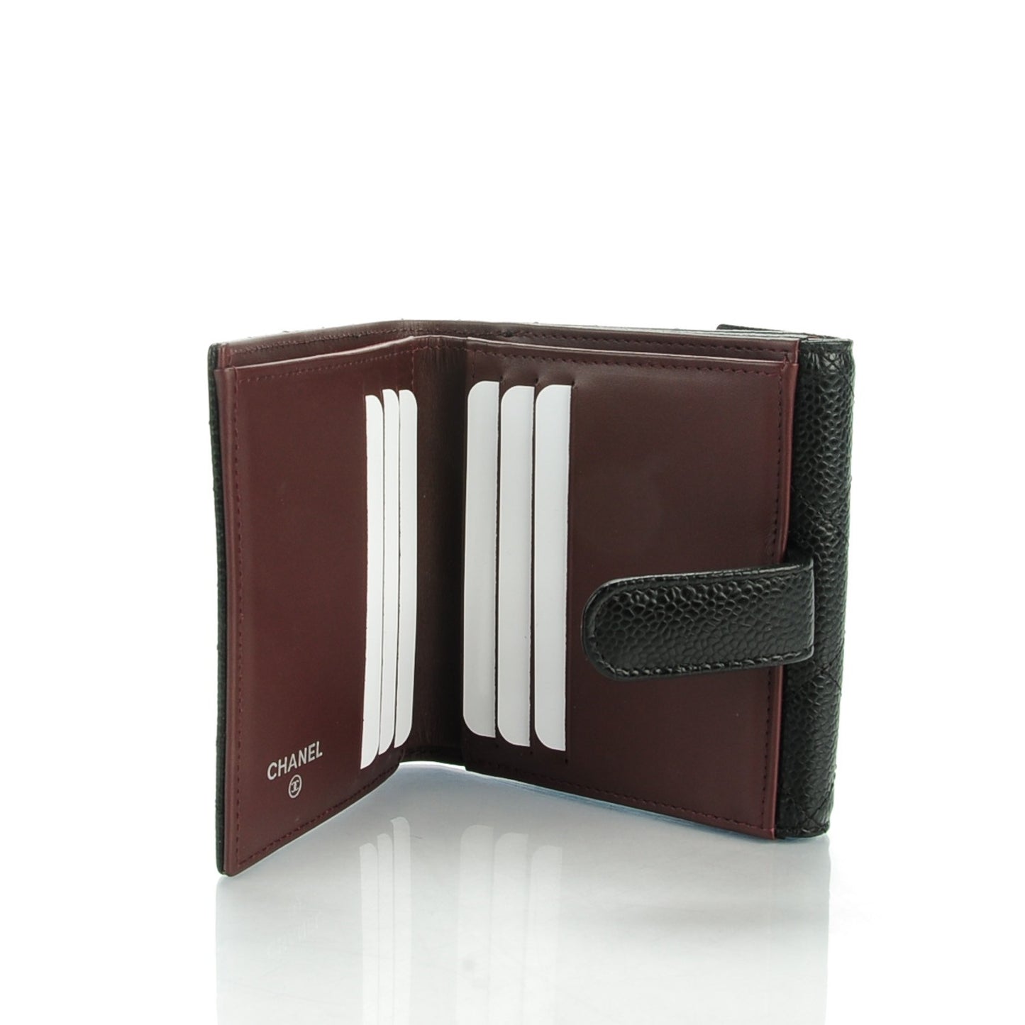 Caviar Quilted Compact French Flap Wallet