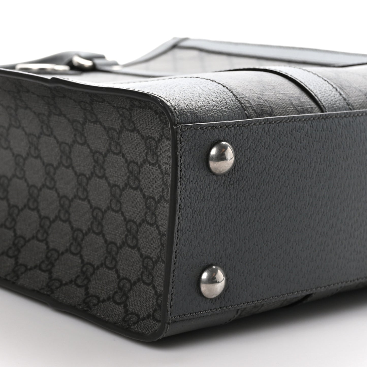 GG Supreme Monogram Textured Dollar Calfskin Medium Ophidia Tote Grey Black Graphite Grey