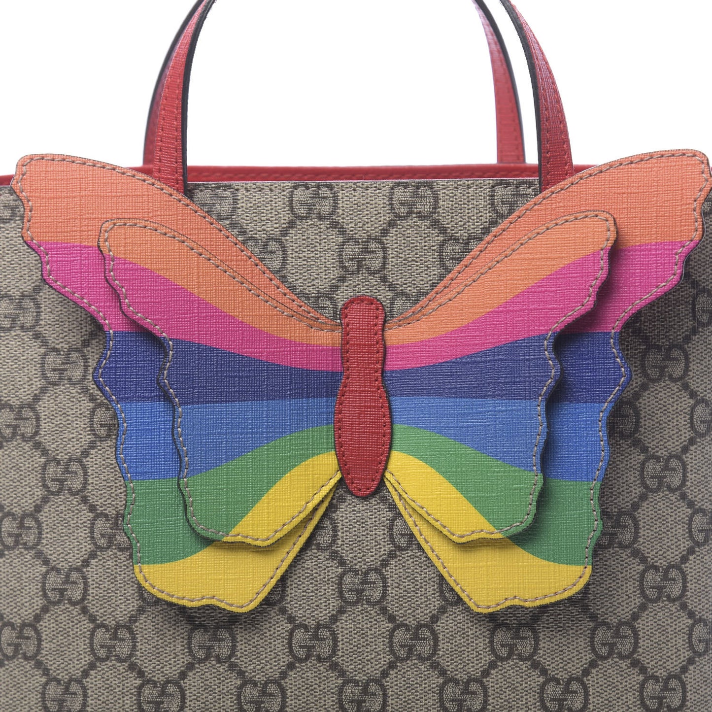 GG Supreme Monogram Kid's Rainbow Butterfly Tote