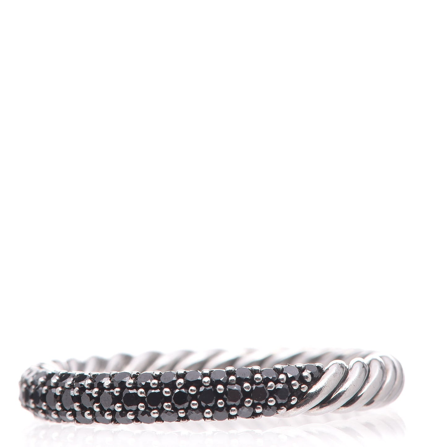 Sterling Silver Black Diamond Petite Pavé Band 54 7