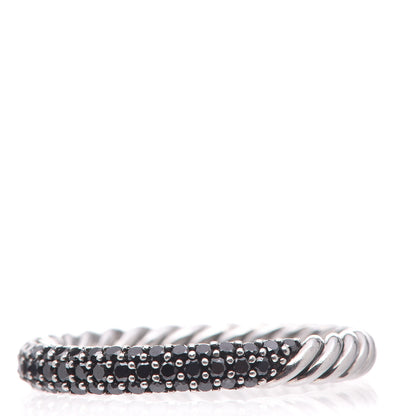 David Yurman Sterling Silver Black Diamond Petite Pavé Band 54 7 3 of 6