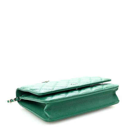 Chanel Caviar Quilted Wallet On Chain WOC Green 4 of 12