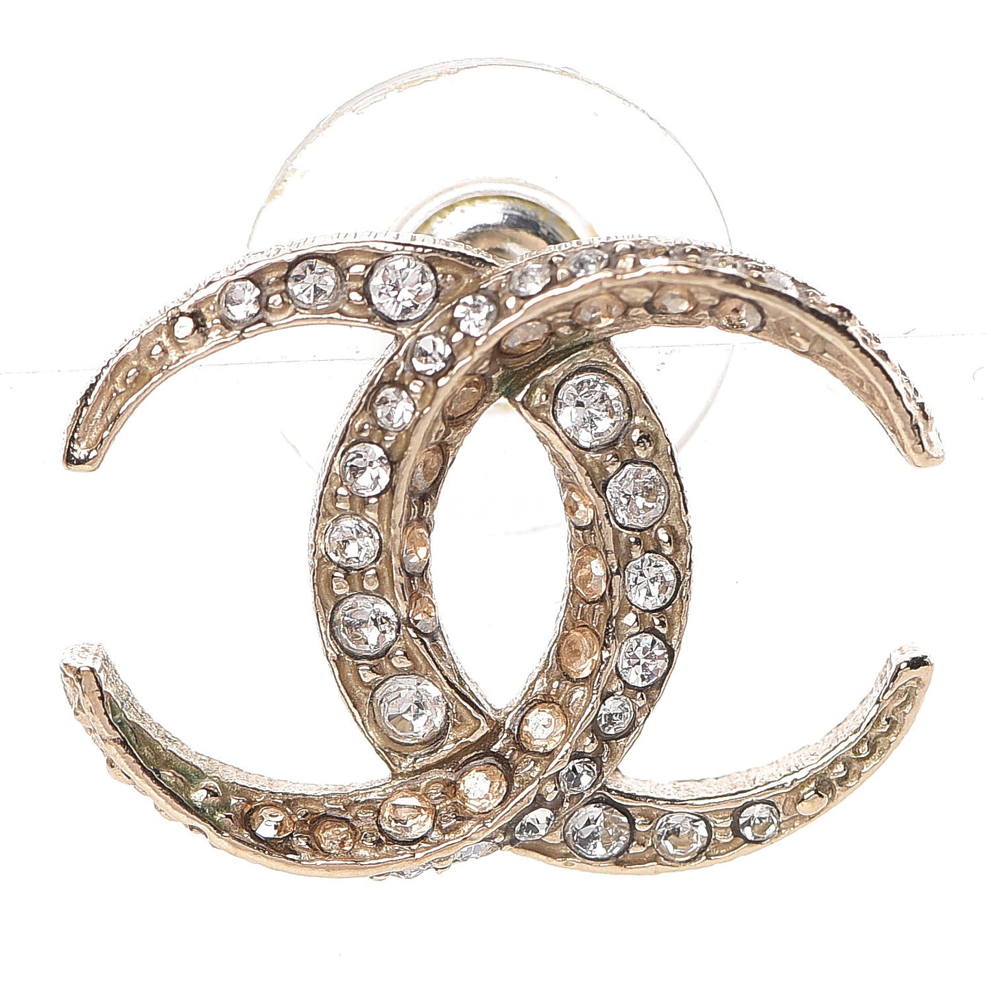 Crystal CC Moon Earrings Gold