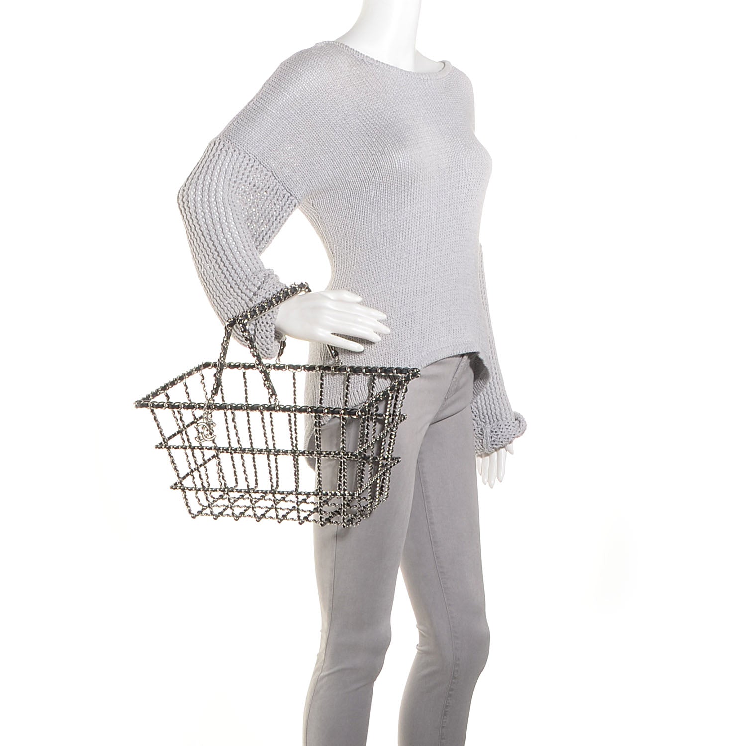 Chanel Brass Calfskin Grocery By Shopping Basket Silver 2 of 6