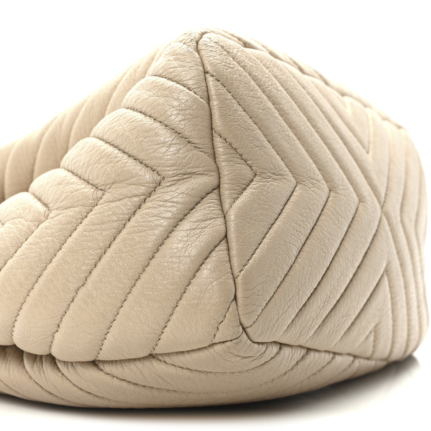 Chanel Deerskin Chevron Small CC Chain Bucket Bag Beige 9 of 10