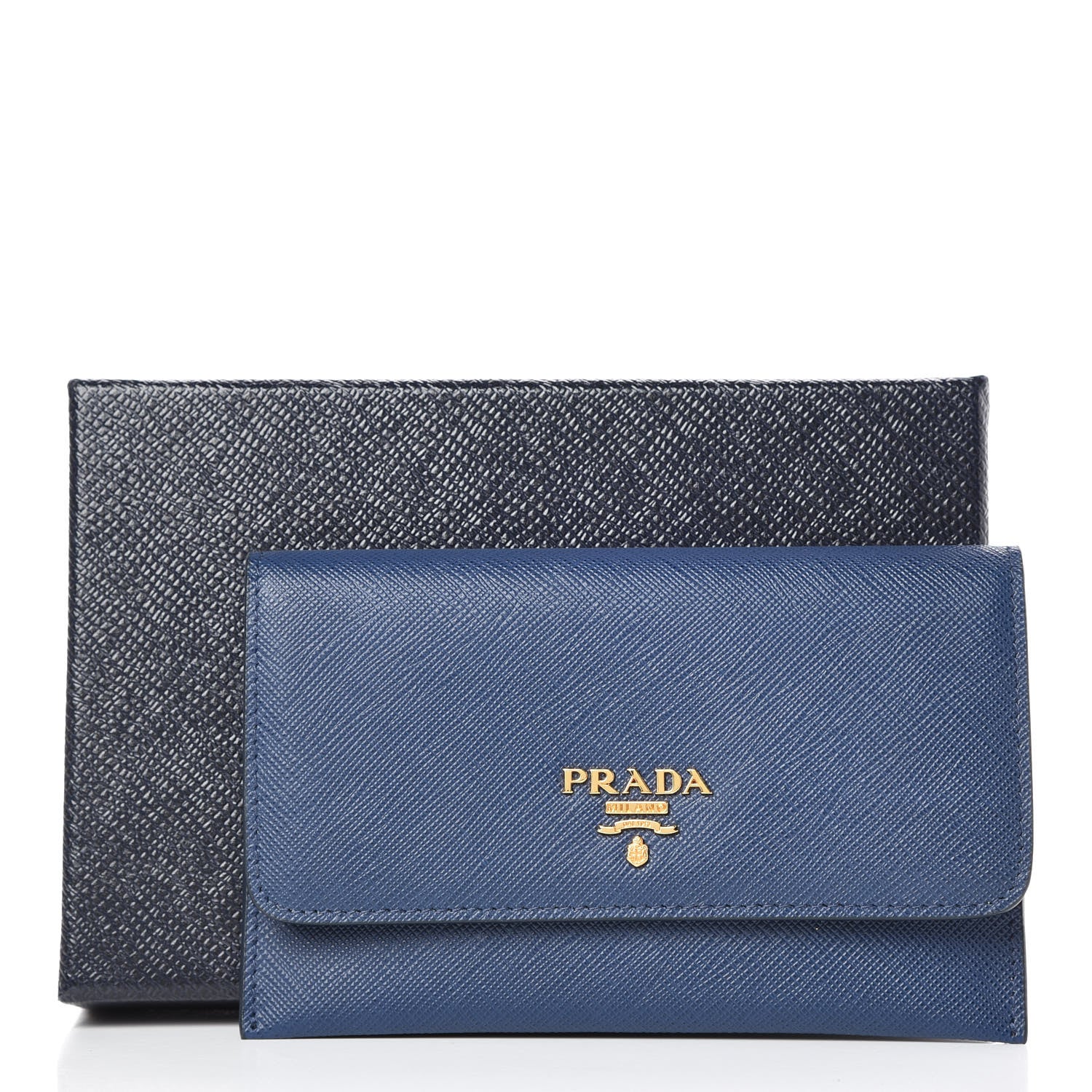 Prada Saffiano Metal Flap Wallet Bleuette 9 of 9