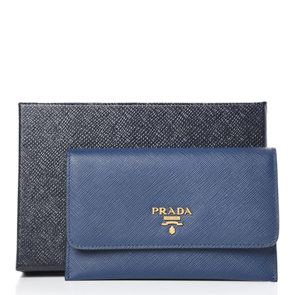 Prada Saffiano Metal Flap Wallet Bleuette 9 of 9
