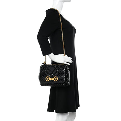 Versace Patent Quilted Icon Shoulder Bag Black 2 of 14