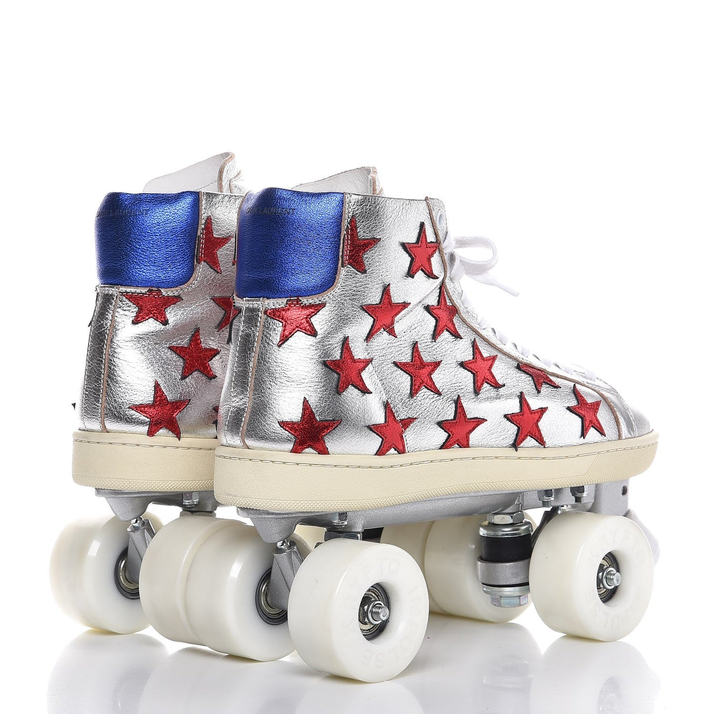 Metallic Calfskin California Court Classic Roller Skates 40 Platinum