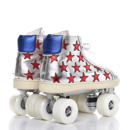 Saint Laurent Metallic Calfskin California Court Classic Roller Skates 40 Platinum 4 of 14