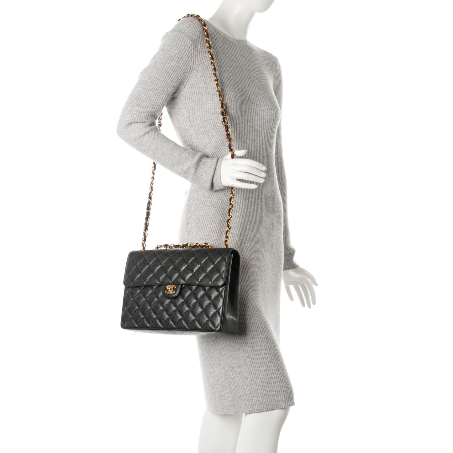 Caviar Quilted Jumbo Single Flap Black
