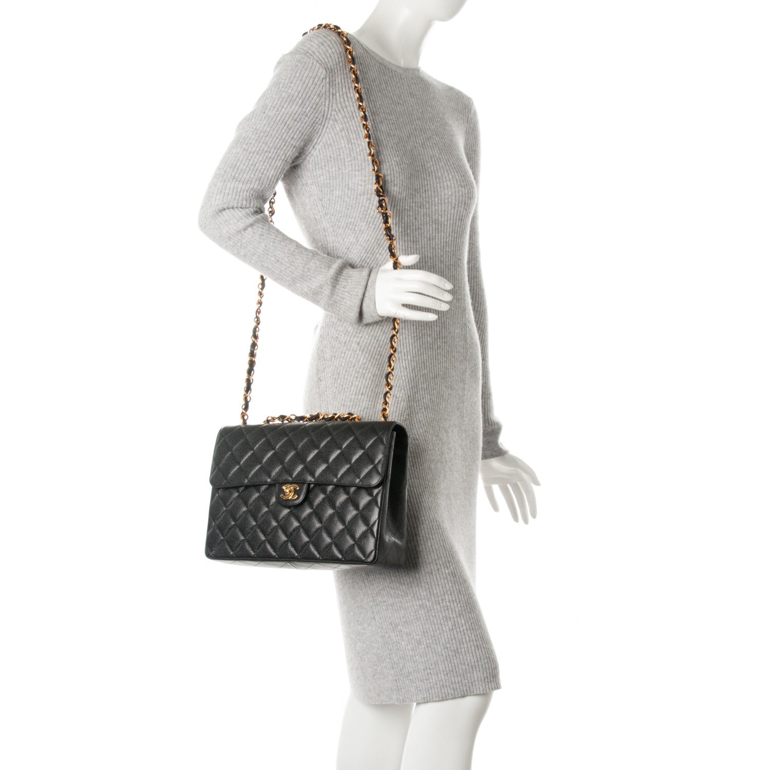 Chanel Caviar Quilted Jumbo Single Flap Black 2 of 9