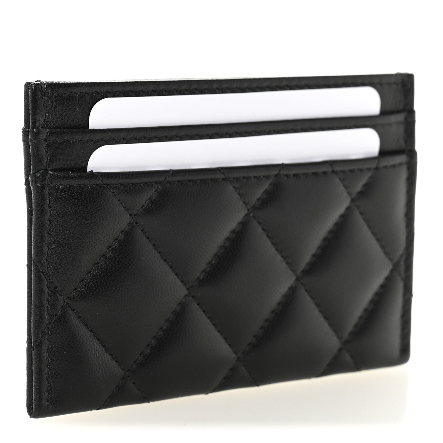 Chanel Lambskin Quilted Pearl CC Chanel Card Holder Black 3 of 9