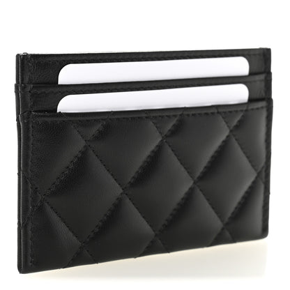 Chanel Lambskin Quilted Pearl CC Chanel Card Holder Black 3 of 9