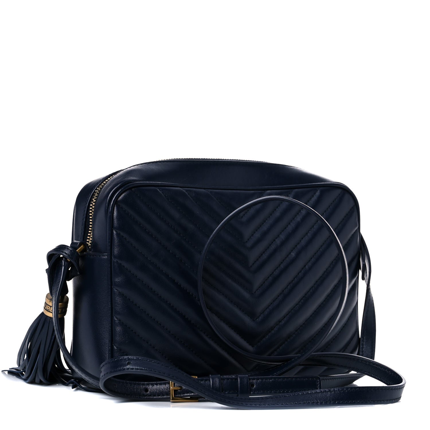 Saint Laurent Calfskin Matelasse Monogram Lou Camera Bag Navy 3 of 12