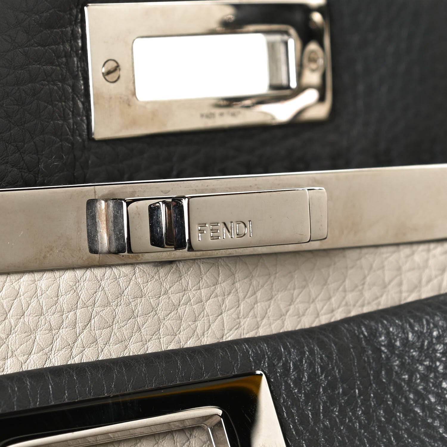 Fendi Cuoio Romano Selleria Bi-Color Large Peekaboo Iconic Satchel Asfalto Latte 8 of 12