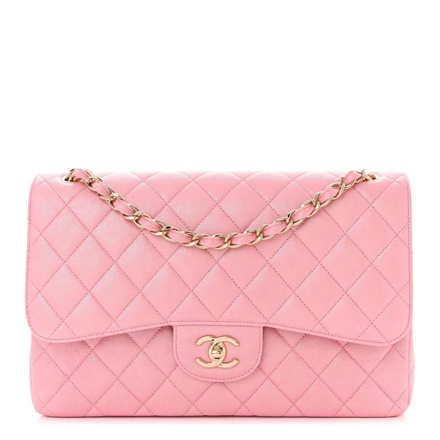 Chanel Iridescent Caviar Quilted Jumbo Double Flap Rose Pink 1 of 10