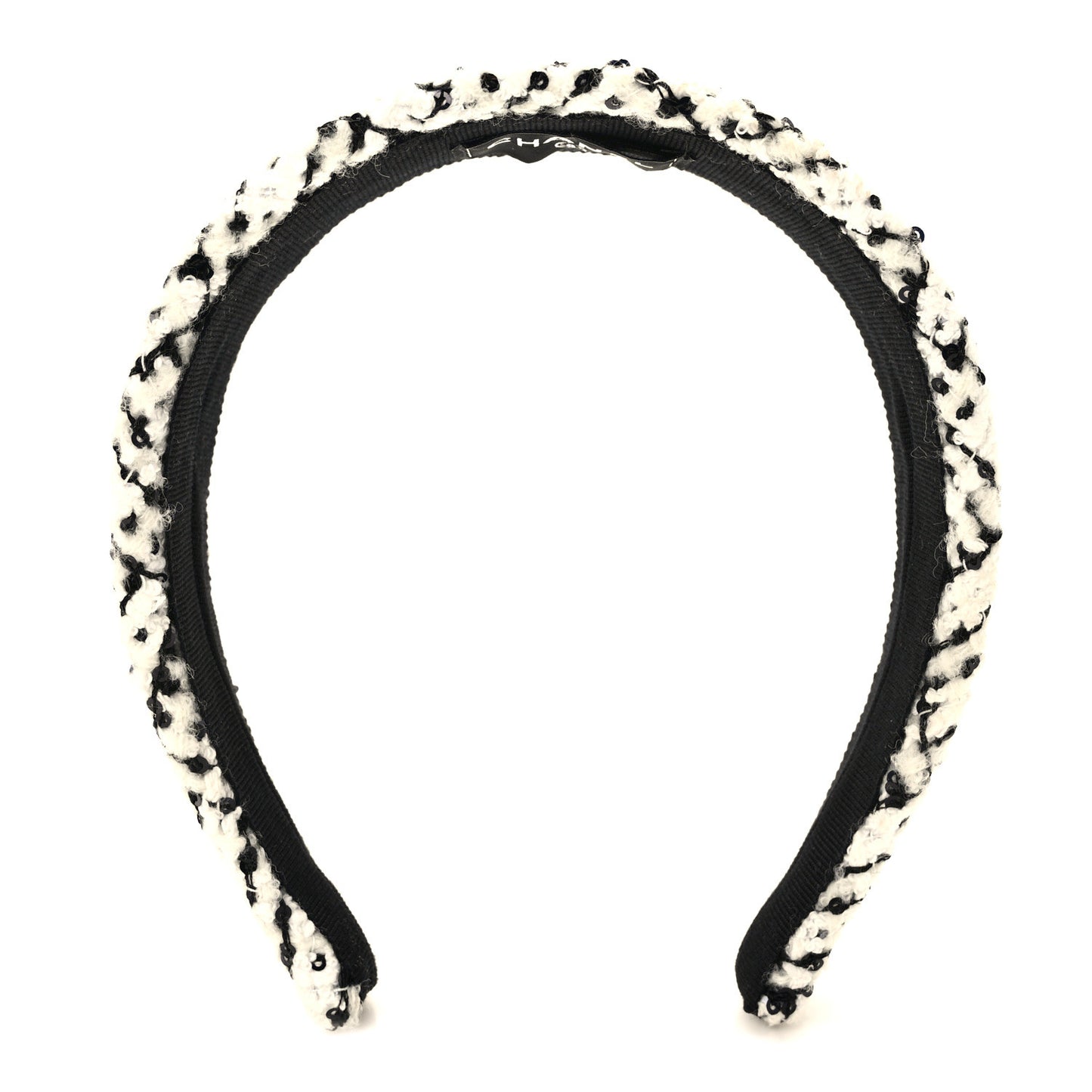 Tweed Sequin Headband White Black