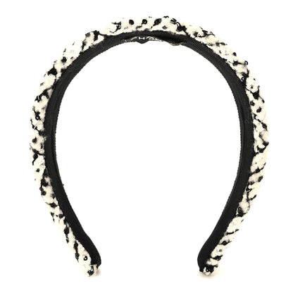 Chanel Tweed Sequin Headband White Black 1 of 7