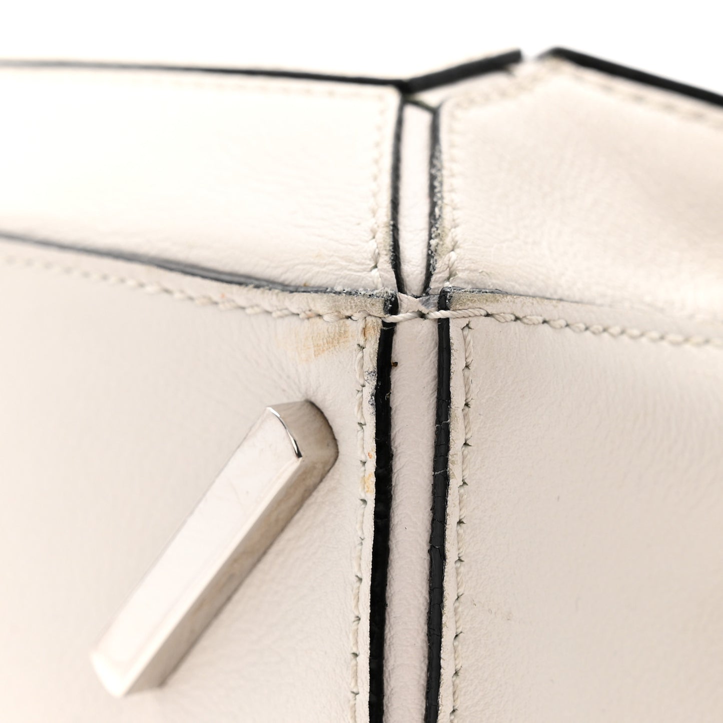 Grained Calfskin Small Puzzle Bag White