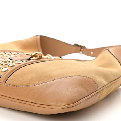 Gucci Suede Studded Jackie O Bouvier Hobo Light Brown 10 of 10